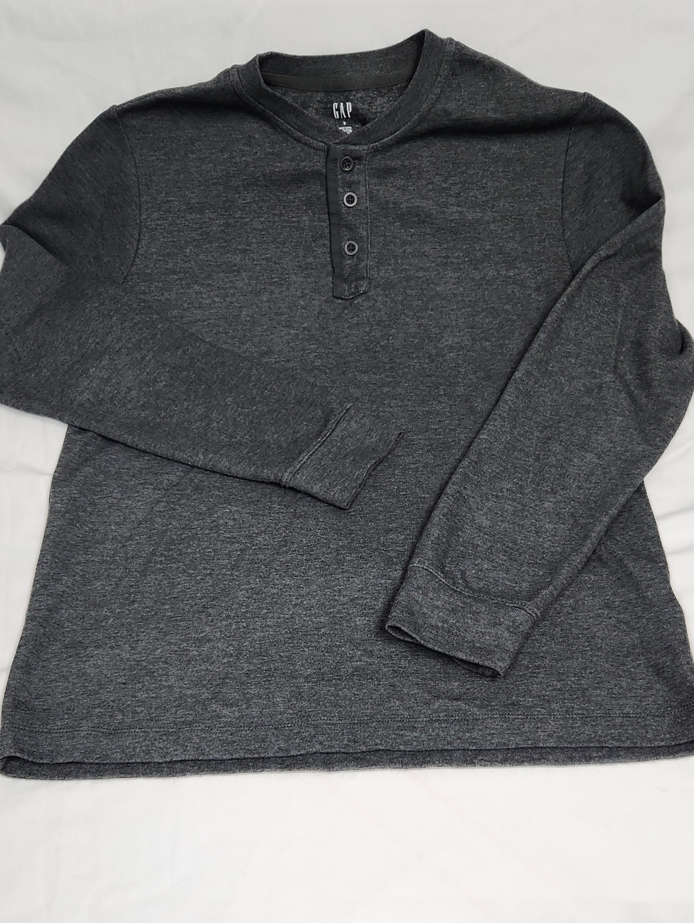 GAP Men’s Dark Charcoal Henley Long Sleeve Shirt Size Small